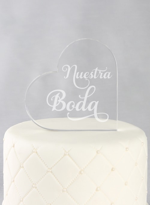 Nuestra Boda Acrylic Heart Cake Top