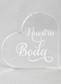 Nuestra Boda Acrylic Heart Cake Top