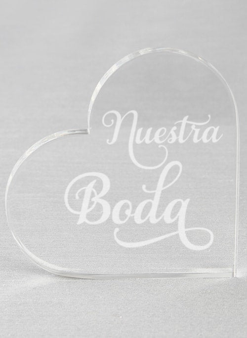Nuestra Boda Acrylic Heart Cake Top