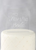 Nuestra Boda Acrylic Square Cake Top