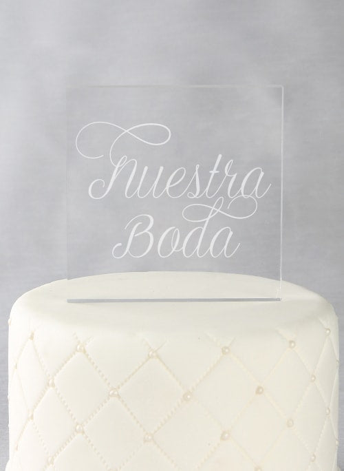 Nuestra Boda Acrylic Square Cake Top
