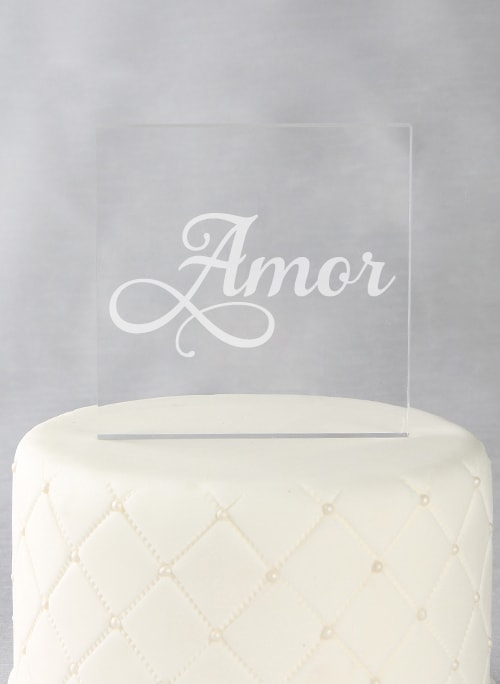 Amor Acrylic Square Cake Top