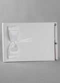 Sequin Flower Guest Book w/Pen - White