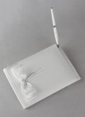 Sequin Flower Guest Book w/Pen - White