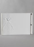 Silver Heart Guest Book w/Pen - White
