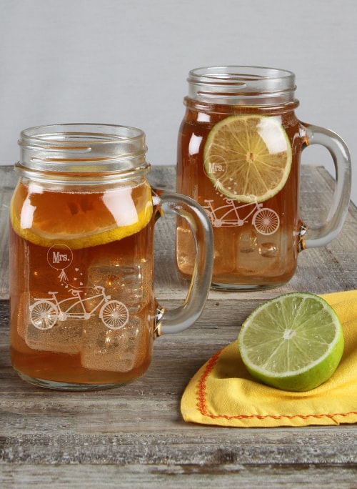 Bicycle Mason Jar Set Mrs / Mrs
