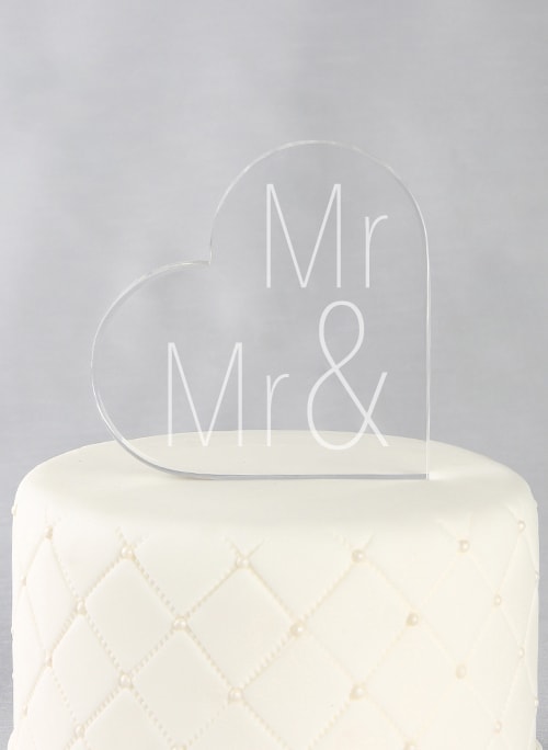 Mr. & Mr. Acrylic Heart Cake Top