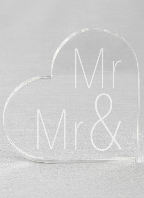 Mr. & Mr. Acrylic Heart Cake Top