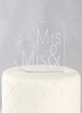 Mrs. & Mrs. Acrylic Heart Cake Top