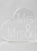 Mrs. & Mrs. Acrylic Heart Cake Top