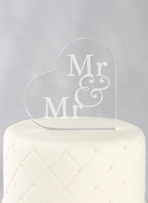 Mr. & Mr. Acrylic Heart Cake Top