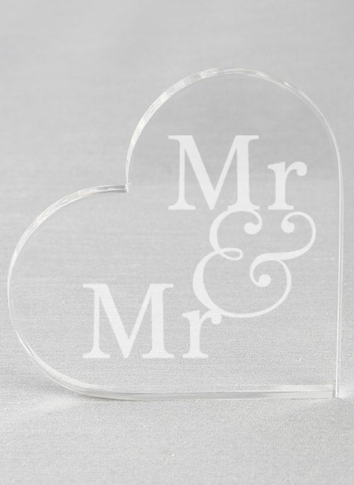 Mr. & Mr. Acrylic Heart Cake Top