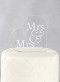 Mrs. & Mrs. Acrylic Heart Cake Top