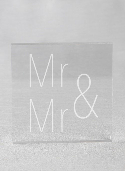 Mr. & Mr. Acrylic Square Cake Top