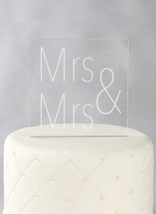 Mrs. & Mrs. Acrylic Square Cake Top