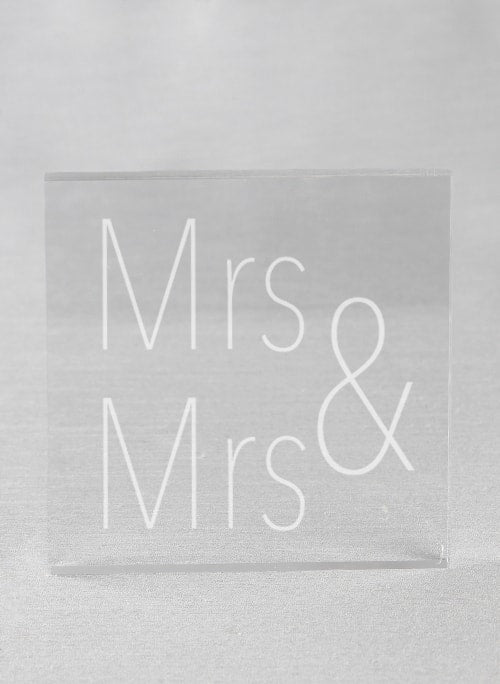 Mrs. & Mrs. Acrylic Square Cake Top