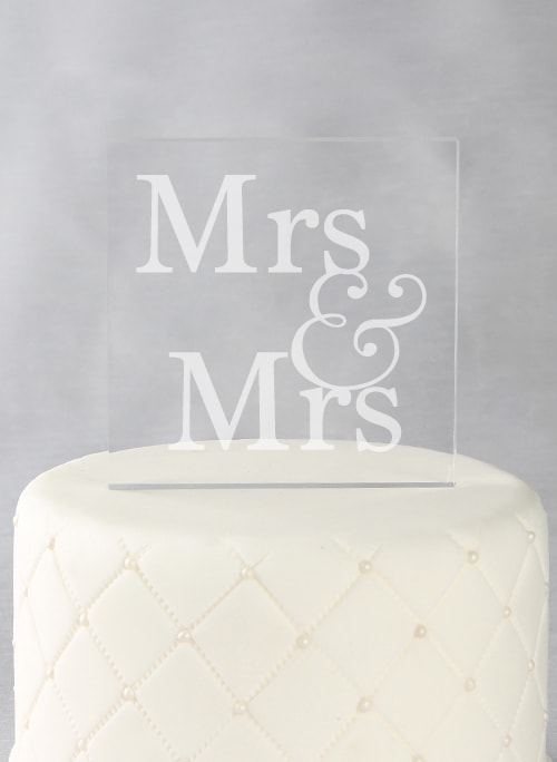 Mrs. & Mrs. Acrylic Square Cake Top