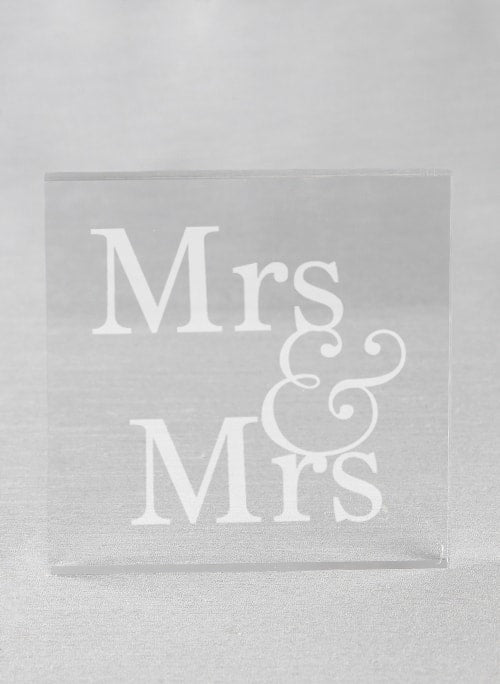 Mrs. & Mrs. Acrylic Square Cake Top