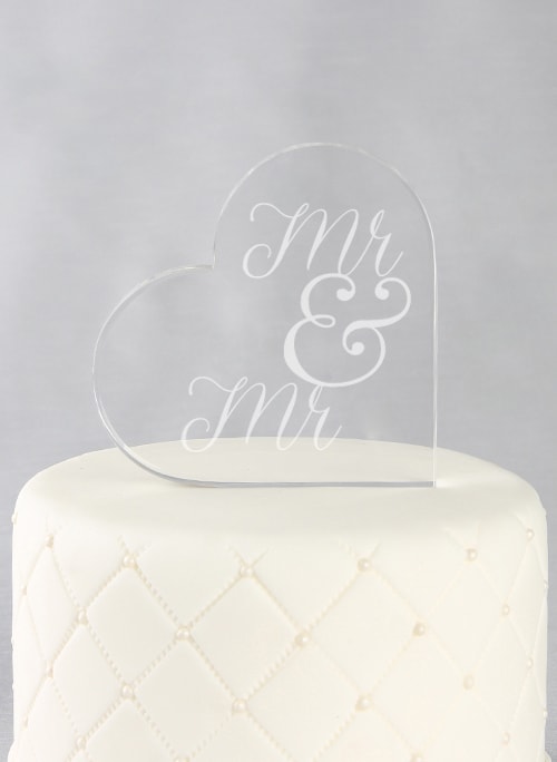 Mr. & Mr. Acrylic Heart Cake Top