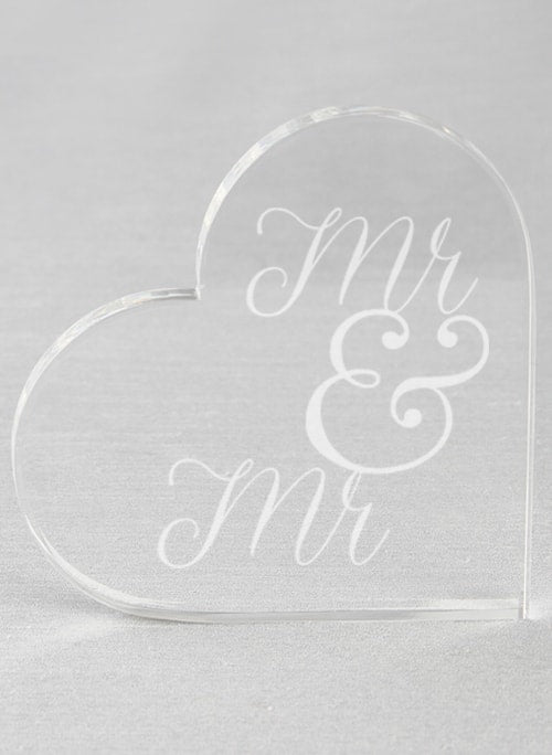Mr. & Mr. Acrylic Heart Cake Top