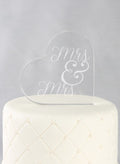Mrs. & Mrs. Acrylic Heart Cake Top