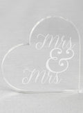Mrs. & Mrs. Acrylic Heart Cake Top