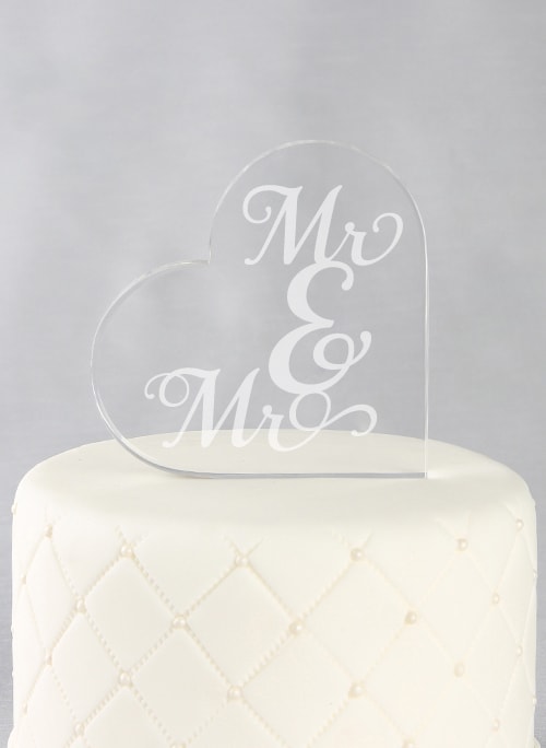 Mr. & Mr. Acrylic Heart Cake Top