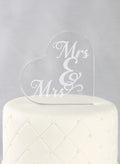 Mrs. & Mrs. Acrylic Heart Cake Top