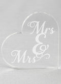 Mrs. & Mrs. Acrylic Heart Cake Top