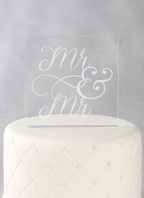 Mr. & Mr. Acrylic Square Cake Top