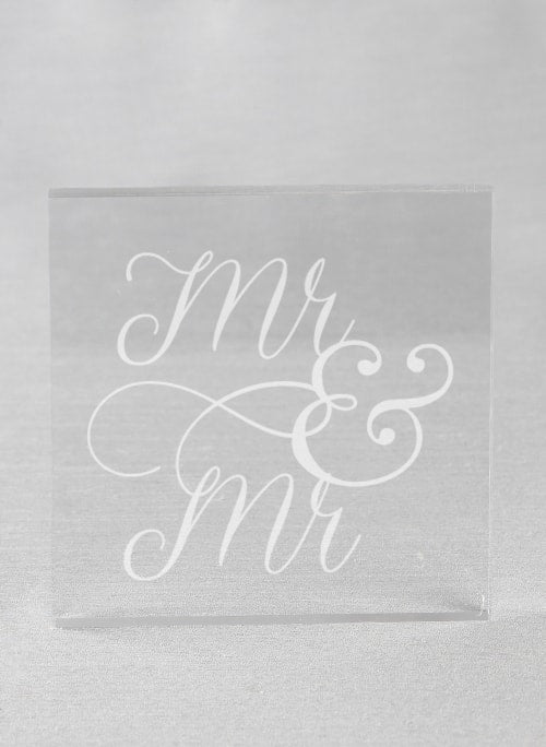 Mr. & Mr. Acrylic Square Cake Top