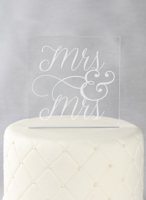 Mrs. & Mrs. Acrylic Square Cake Top