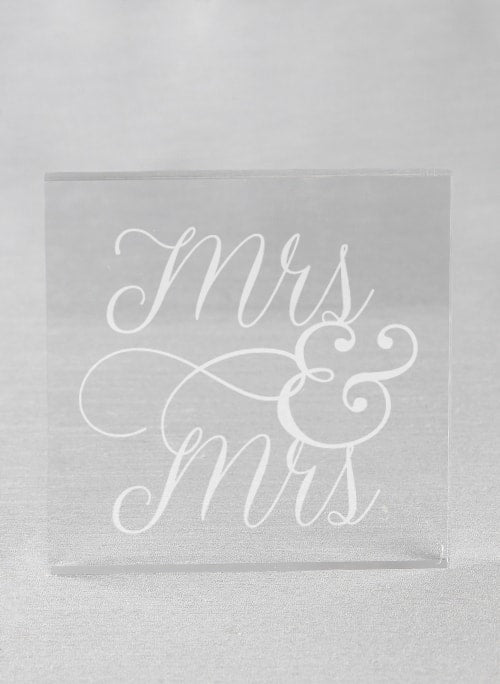 Mrs. & Mrs. Acrylic Square Cake Top