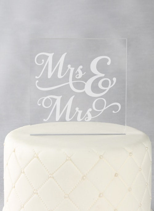 Mrs. & Mrs. Acrylic Square Cake Top