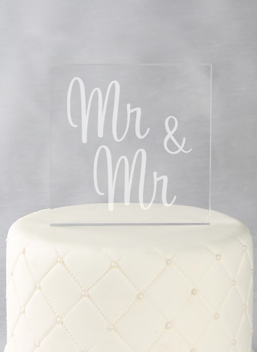 Mr. & Mr. Acrylic Square Cake Top