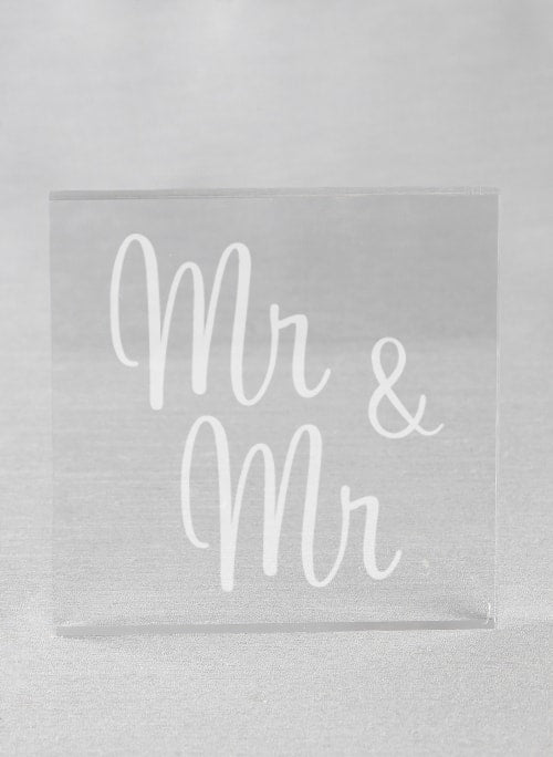 Mr. & Mr. Acrylic Square Cake Top