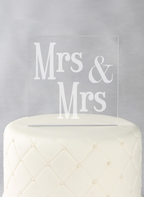 Mrs. & Mrs. Acrylic Square Cake Top