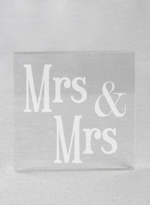 Mrs. & Mrs. Acrylic Square Cake Top