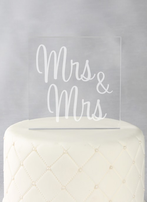 Mrs. & Mrs. Acrylic Square Cake Top