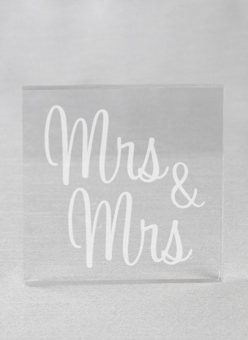 Mrs. & Mrs. Acrylic Square Cake Top