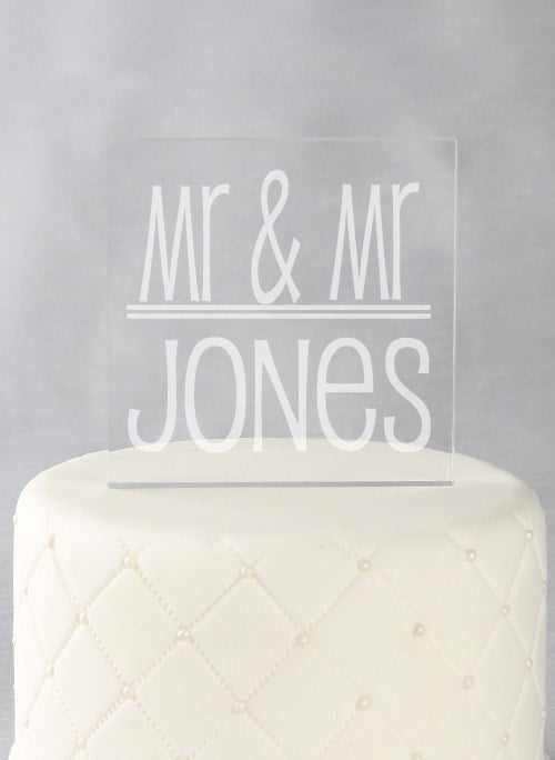 Mr. & Mr. Acrylic Square Cake Top