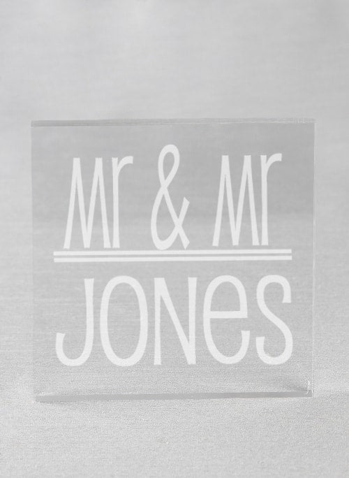 Mr. & Mr. Acrylic Square Cake Top