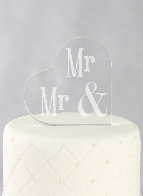 Mr. & Mr. Acrylic Heart Cake Top