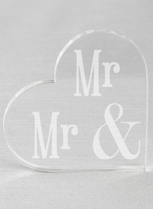 Mr. & Mr. Acrylic Heart Cake Top