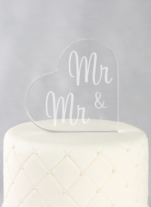 Mr. & Mr. Acrylic Heart Cake Top