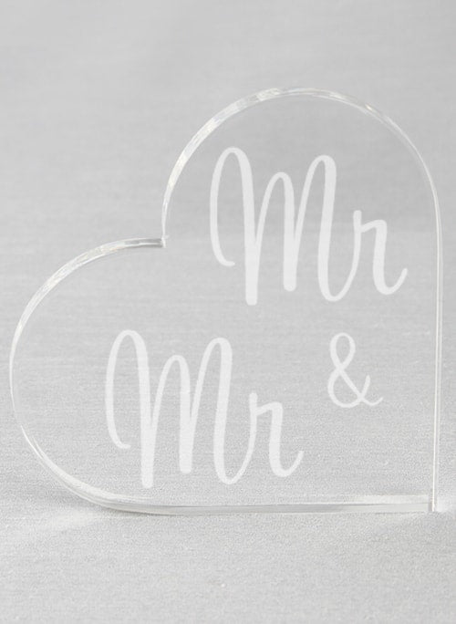 Mr. & Mr. Acrylic Heart Cake Top