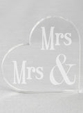 Mrs. & Mrs. Acrylic Heart Cake Top