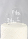 Mrs. & Mrs. Acrylic Heart Cake Top