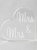 Mrs. & Mrs. Acrylic Heart Cake Top