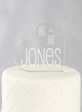 Mr. & Mr. Acrylic Heart Cake Top